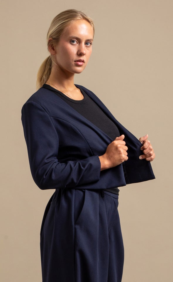 Soft Twill Open Blazer Navy