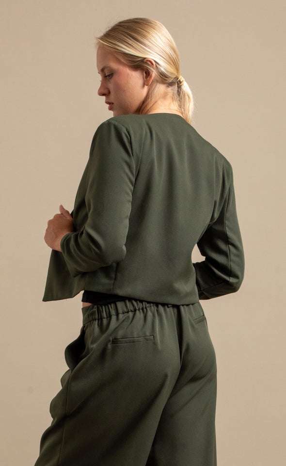 Soft Twill Open Blazer Olive