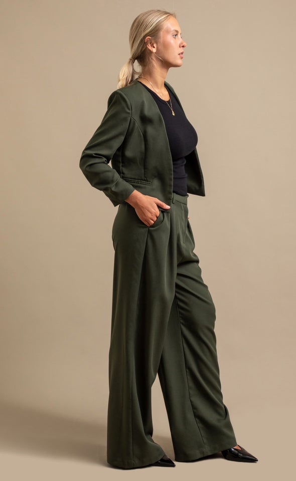 Soft Twill Open Blazer Olive