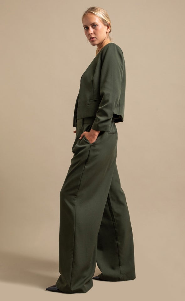 Soft Twill Open Blazer Olive