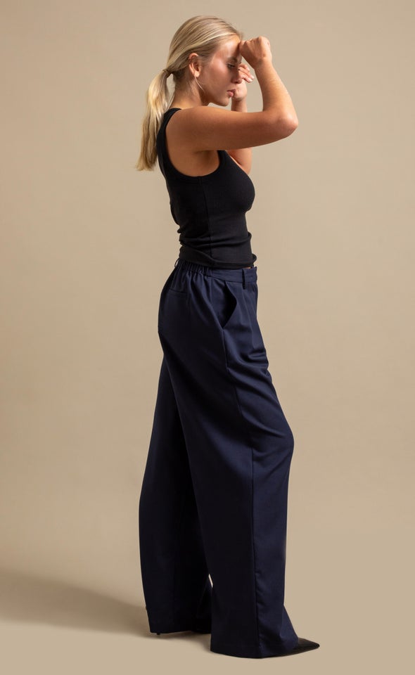 Soft Twill Tailored Pants Navy