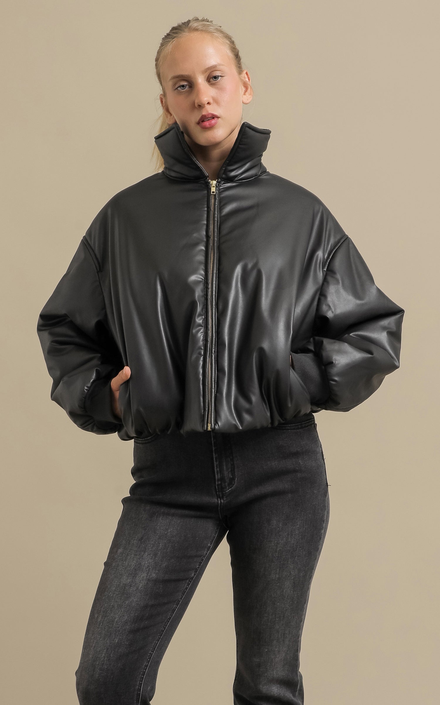 Soft Vegan Leather Bomber Jacket | Pagani