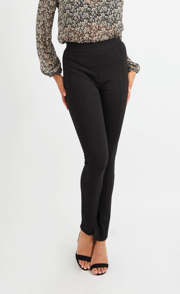 Split Hem Ponte Pant Black