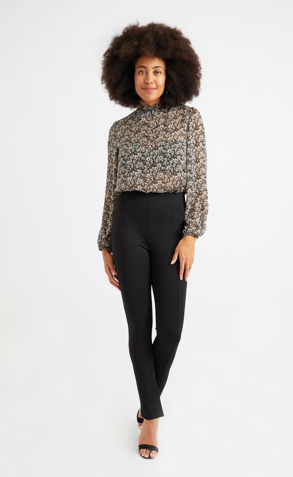 Split Hem Ponte Pant Black