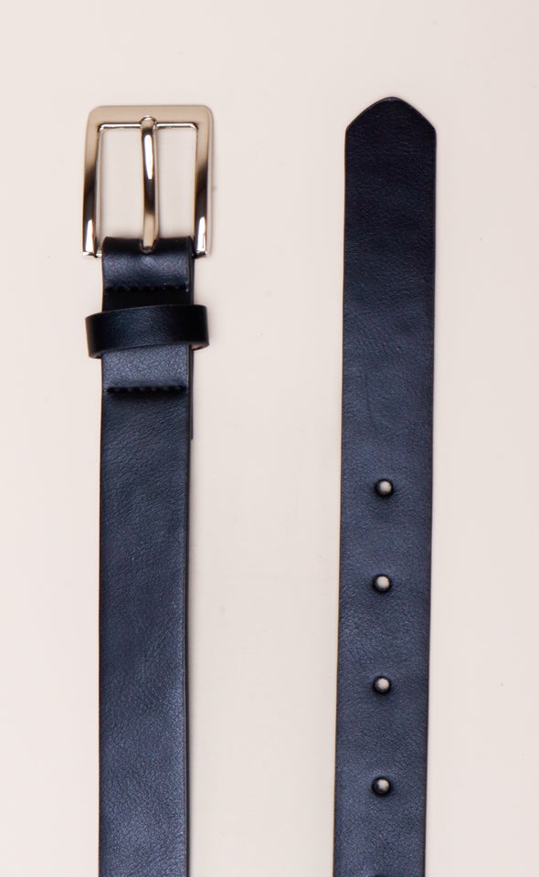 Square Buckle Belt Silver/black