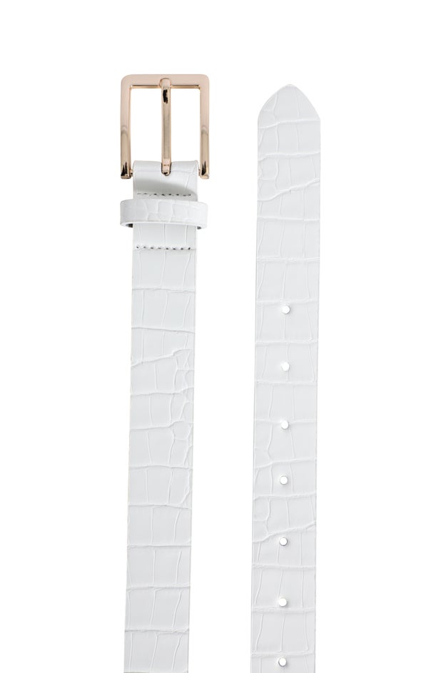 Square Buckle Jean Belt Gold/white