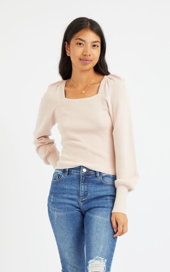 Square Neck Sweater Blush