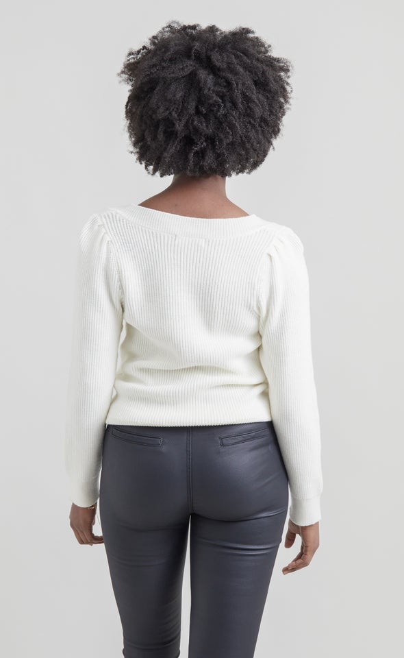 Square Neck Sweater Winter White
