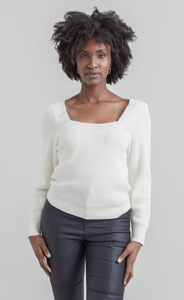 Square Neck Sweater Winter White