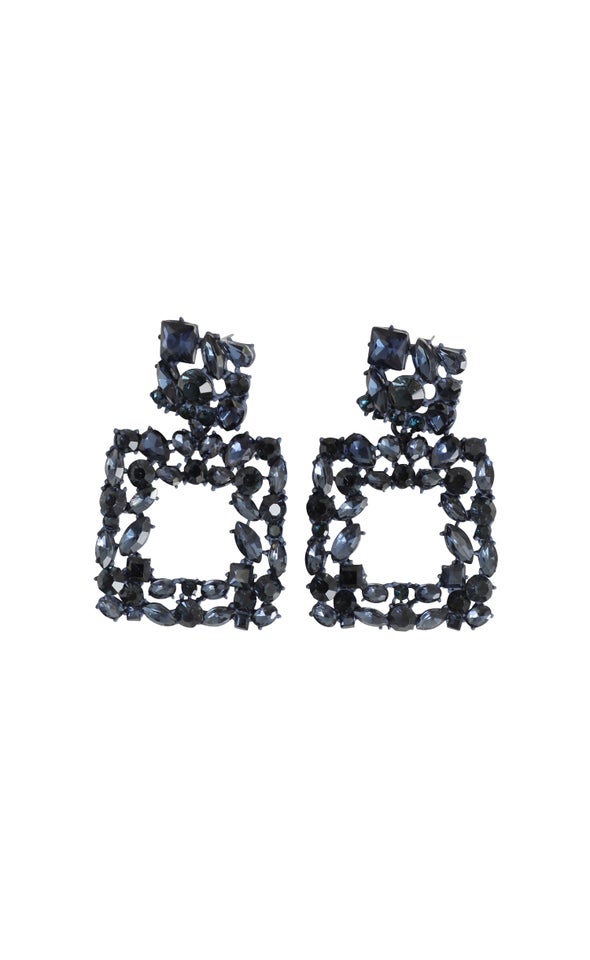 Statement Doorknocker Earrings Navy