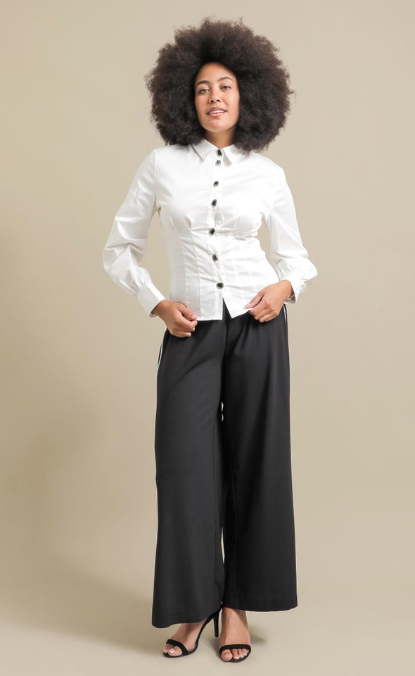 Statement Sleeve Corset Shirt White