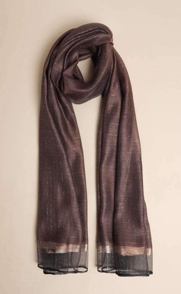 Stitch Contrast Scarf Black/brown