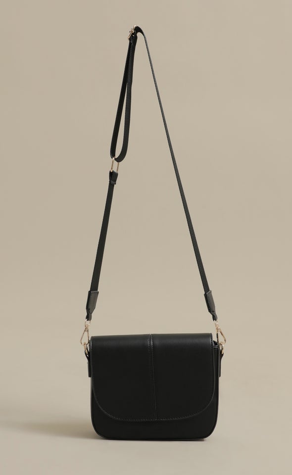 Stitch Front Satchel Black
