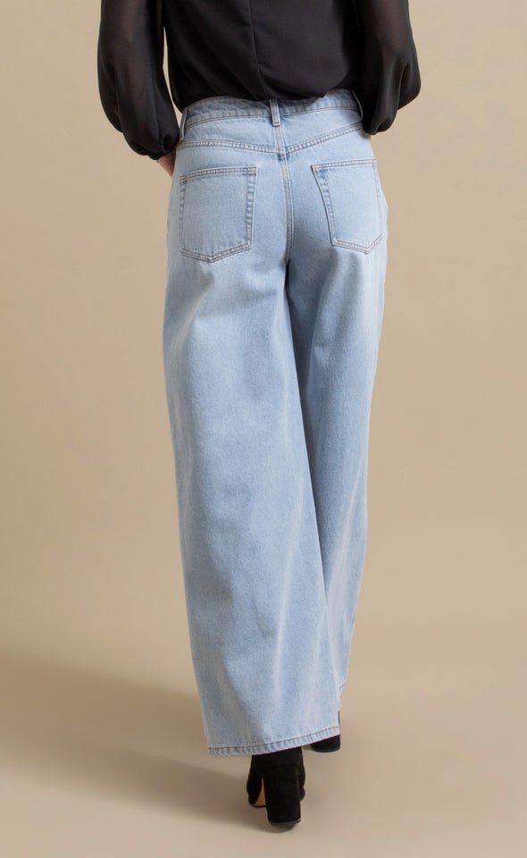 Straight Leg Dad Jeans Mid Blue