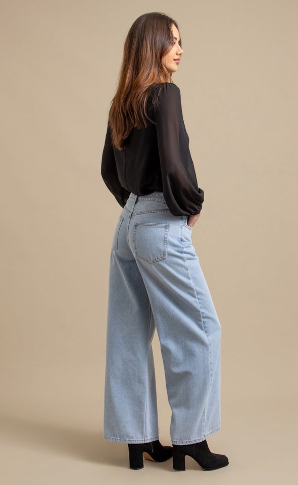 Straight Leg Dad Jeans Mid Blue