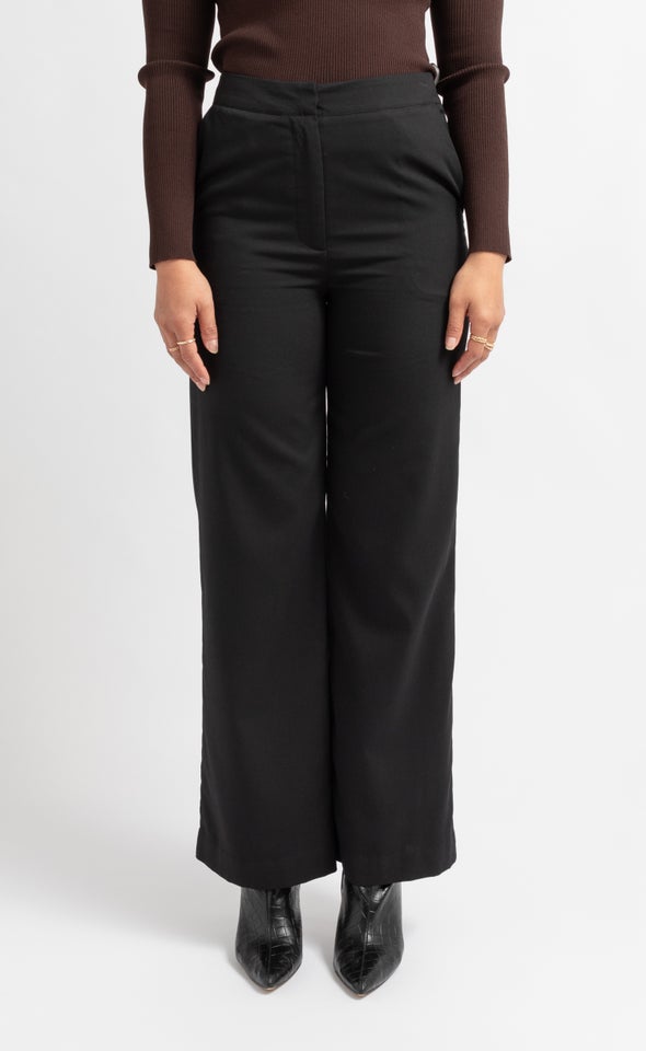 Straight Leg Tailored Pants Black