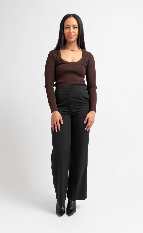 Straight Leg Tailored Pants Black
