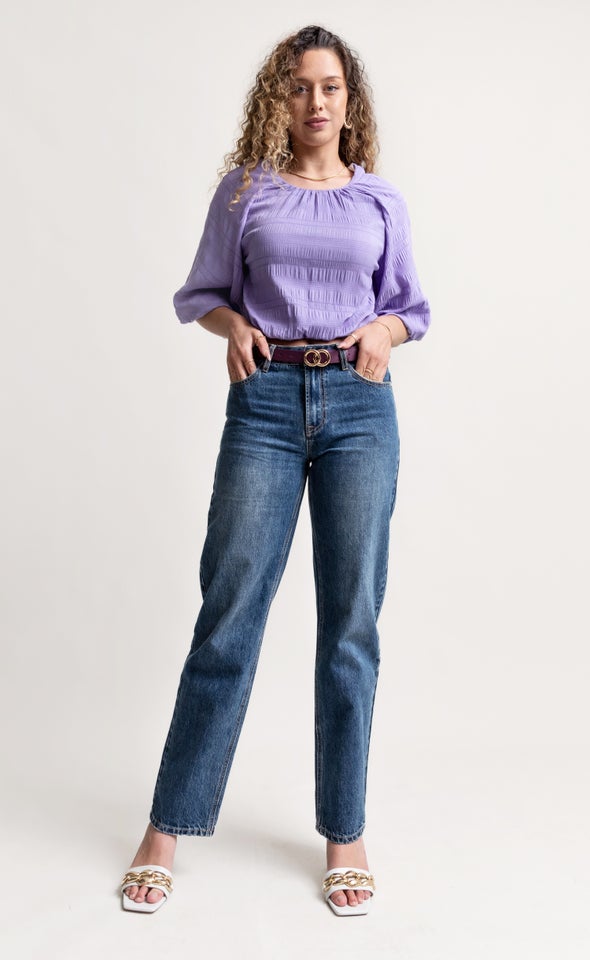 Straight Leg Vintage Look Jeans Blue