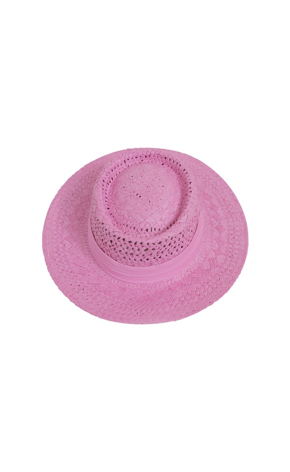 Straw Boater Hat Pink