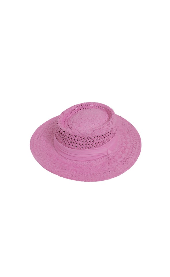 Straw Boater Hat Pink