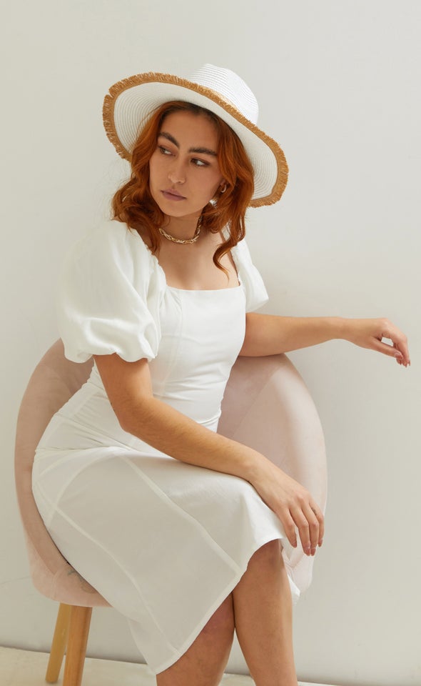Straw Fedora White