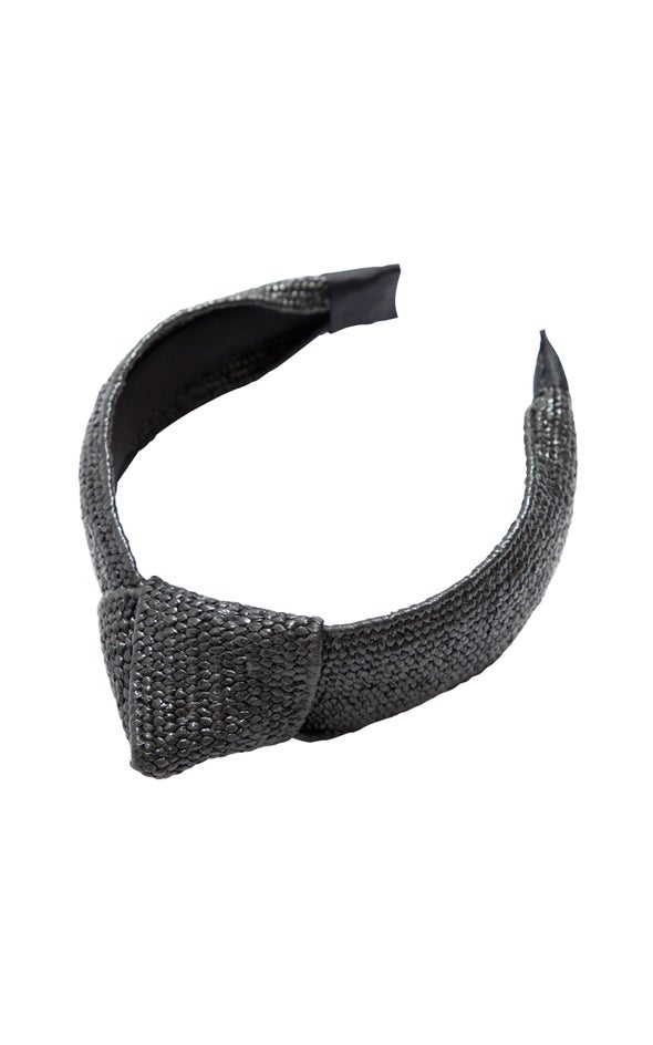 Straw Woven Headband Black