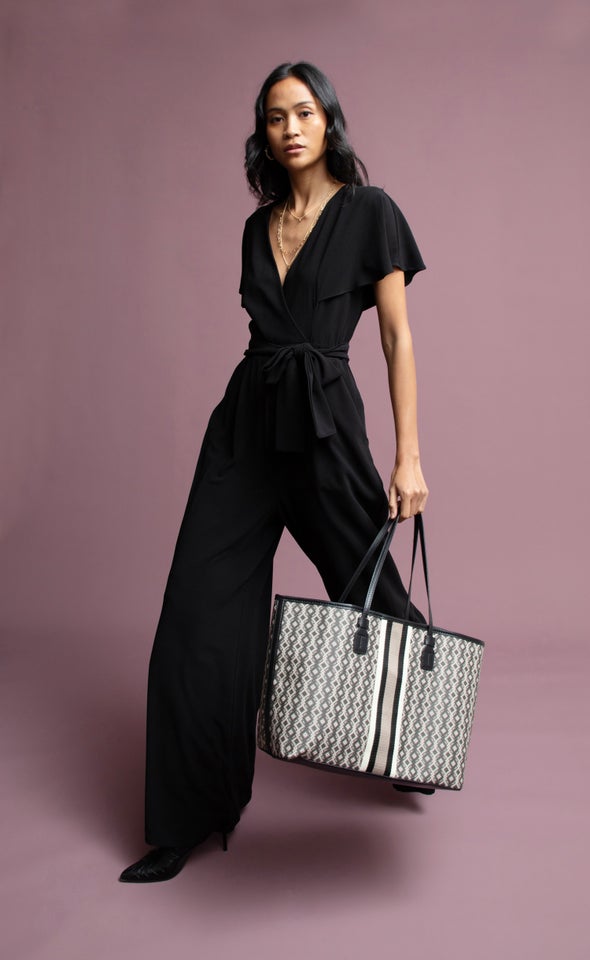 Stripe Front Printed Tote Multi