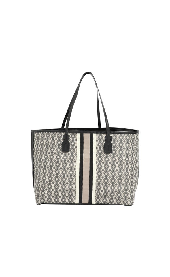 Stripe Front Printed Tote Multi