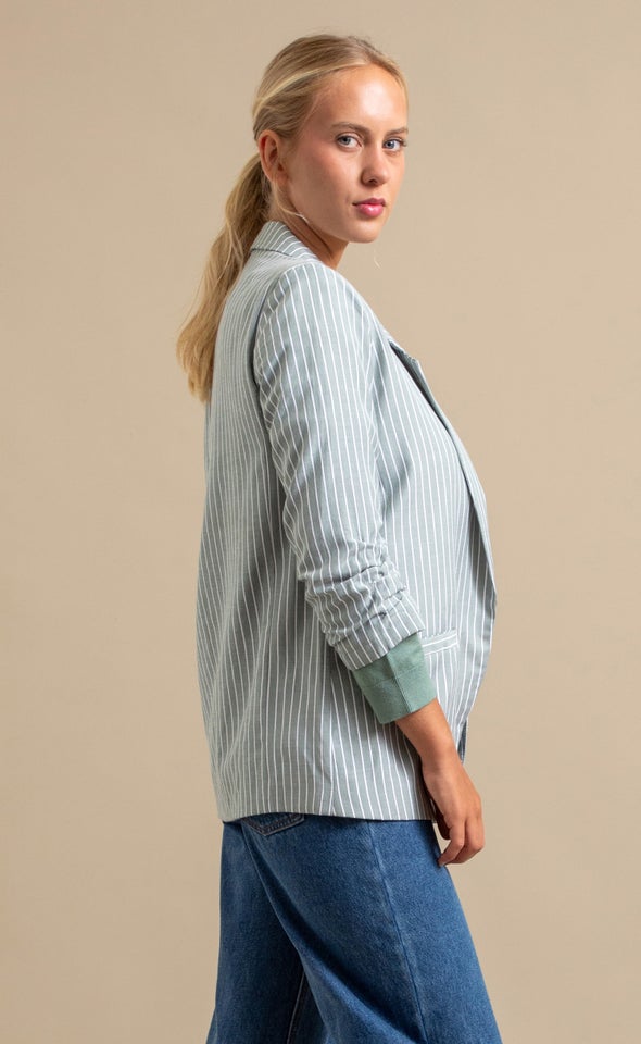 Striped Blazer Olive/white