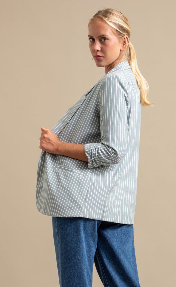 Striped Blazer Olive/white