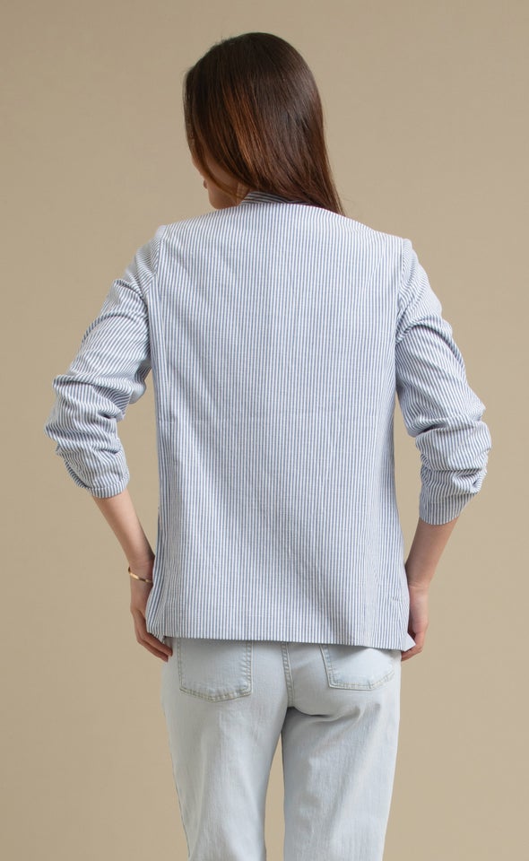Striped Casual Blazer Navy/white