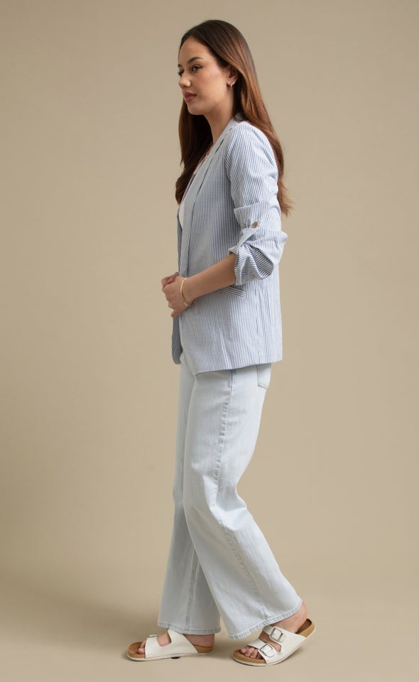 Striped Casual Blazer Navy/white
