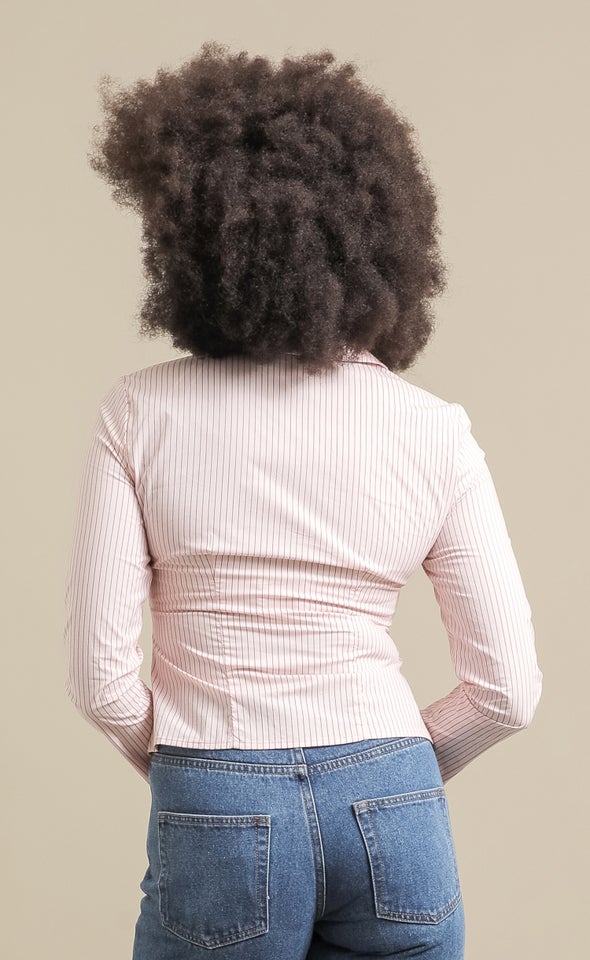 Striped Cotton Tailored Shirt Pink Stripe