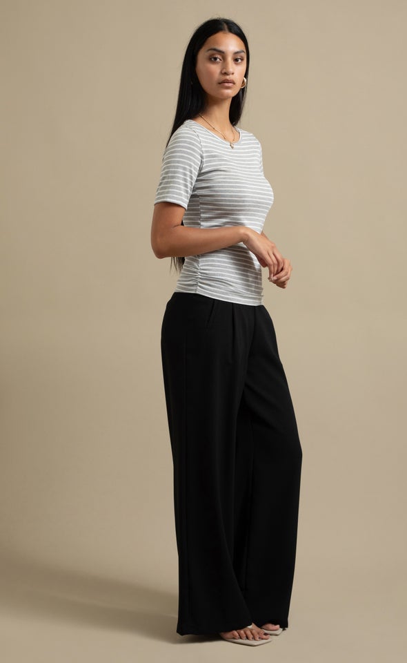 Striped Jersey Boat Neck Tee Grey/white