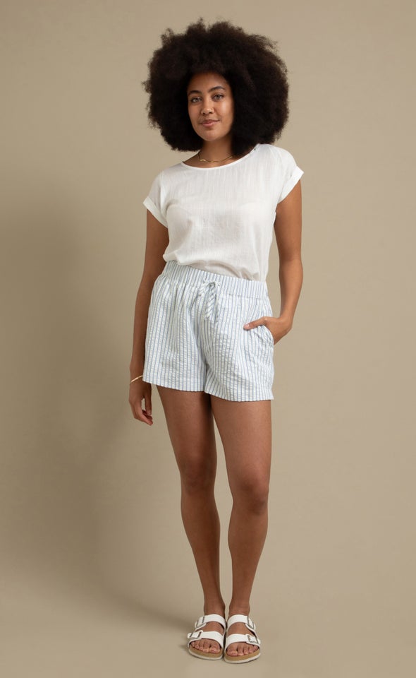 Striped Shorts With Drawcord Blue/white
