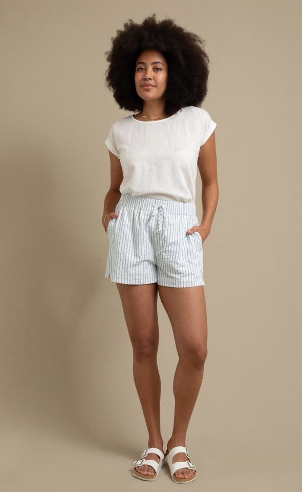 Striped Shorts With Drawcord Blue/white