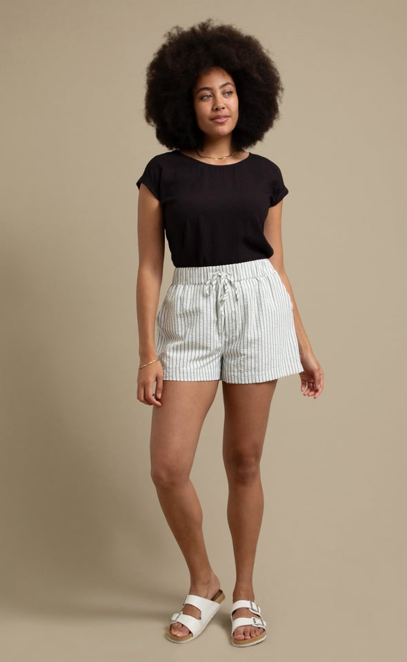 Striped Shorts With Drawcord Charcoal/white