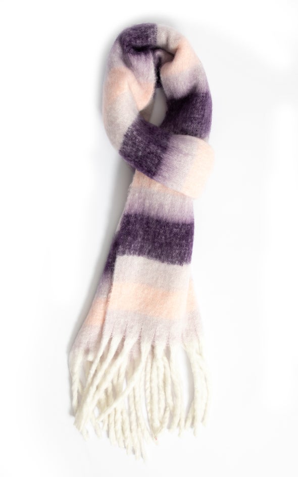 Striped Woolly Scarf Purple/stripe