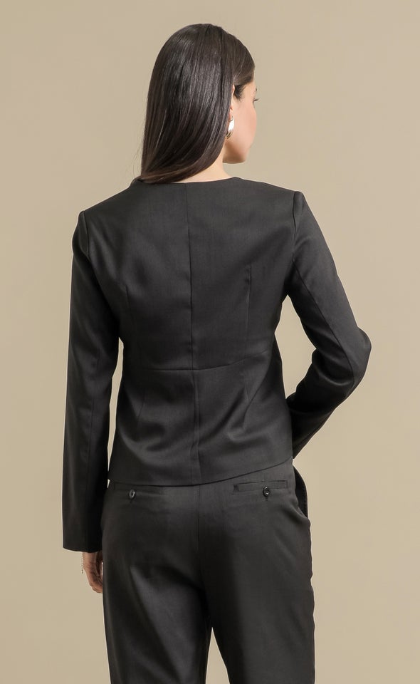 Suiting Collarless Blazer Black