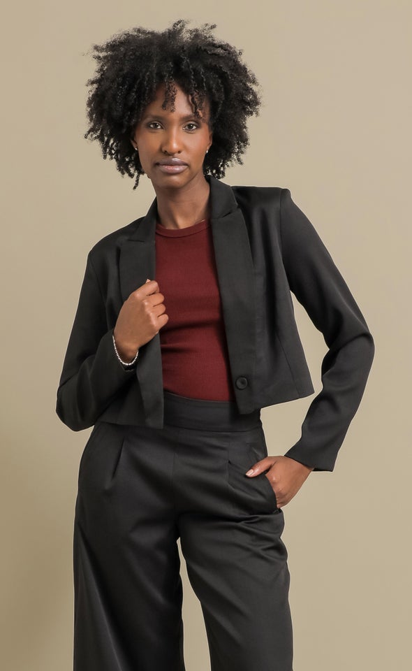 Suiting Cropped Blazer Black