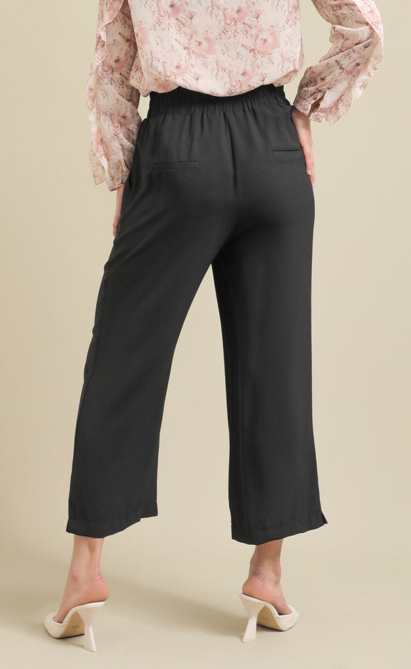 Suiting Cropped Wide Leg Pant Black