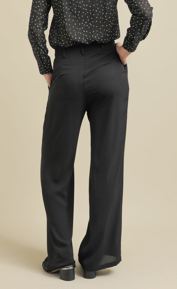 Suiting High Rise Wide Leg Pants Black