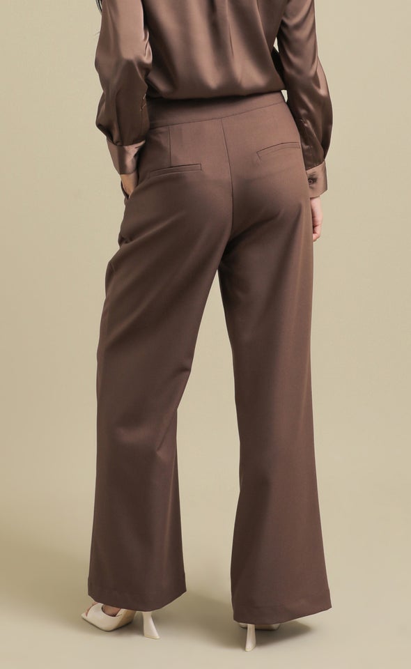 Suiting Pleat Front Pants Chocolate
