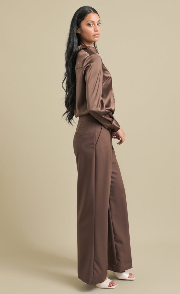 Suiting Pleat Front Pants Chocolate