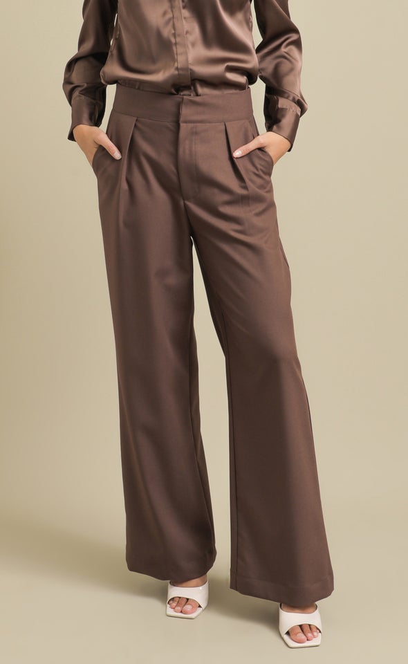Suiting Pleat Front Pants Chocolate