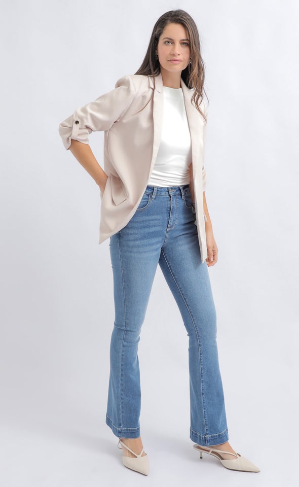 Suiting Roll Sleeve Blazer Natural