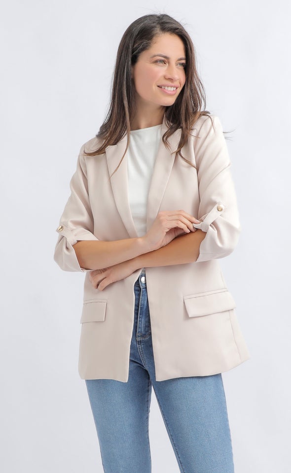 Suiting Roll Sleeve Blazer Natural