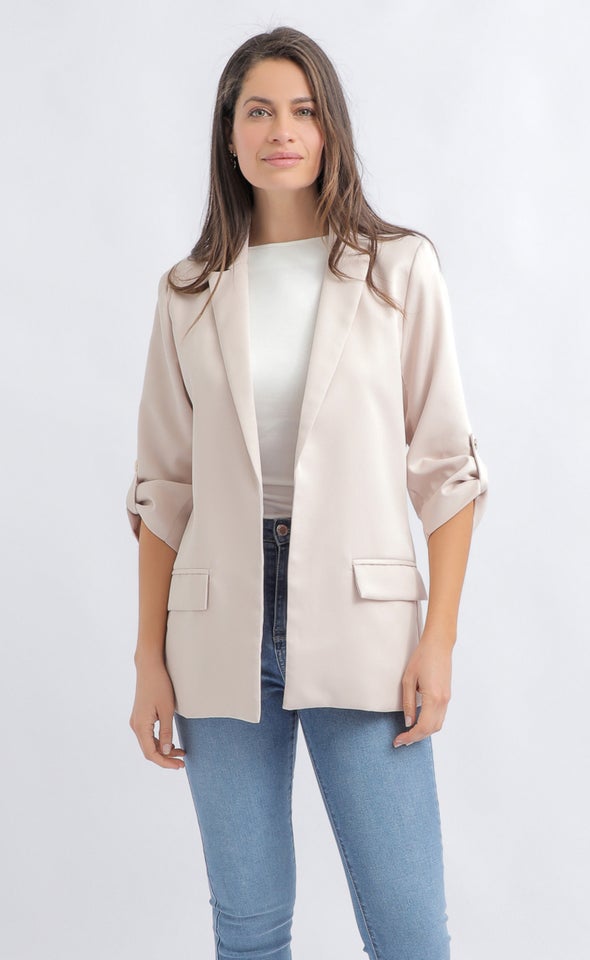 Suiting Roll Sleeve Blazer Natural