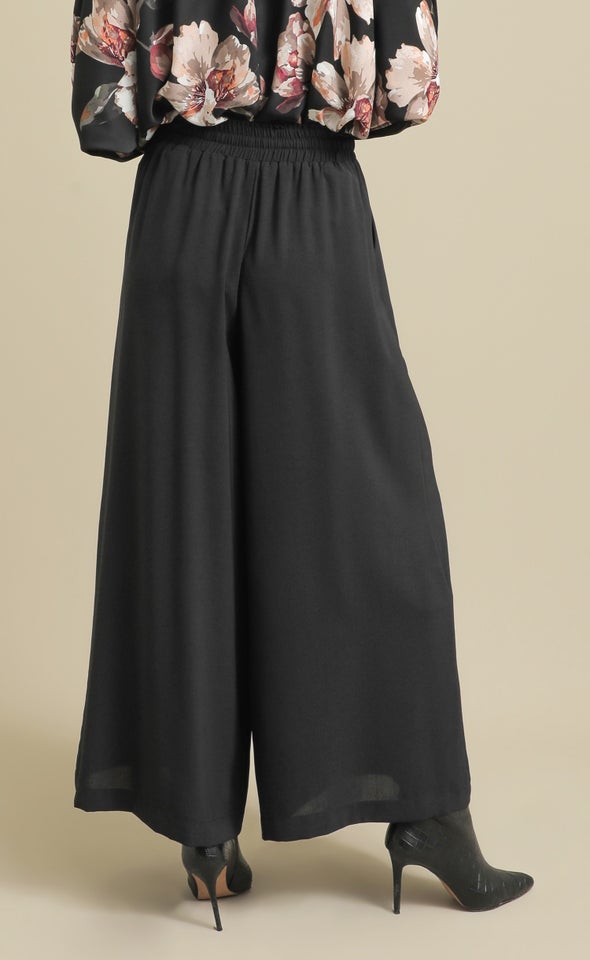 Suiting Wide Leg Drawcord Pants Black