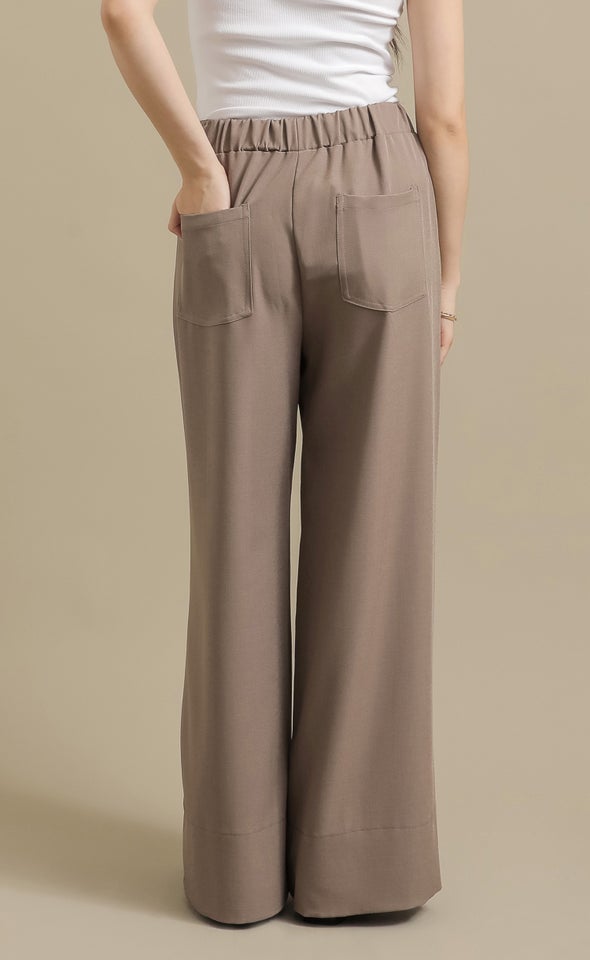 Suiting Wide Leg Drawcord Pants Cocoa